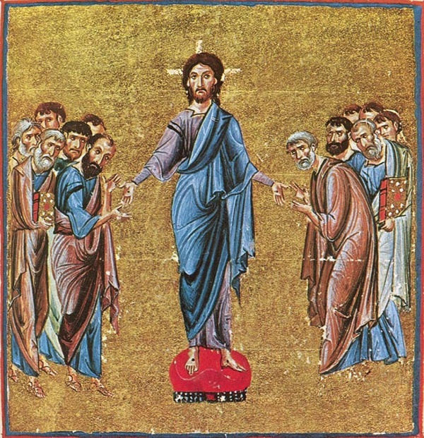 Явление Христа апостолам по Воскресении. Книжная миниатюра. Византия. XI в.