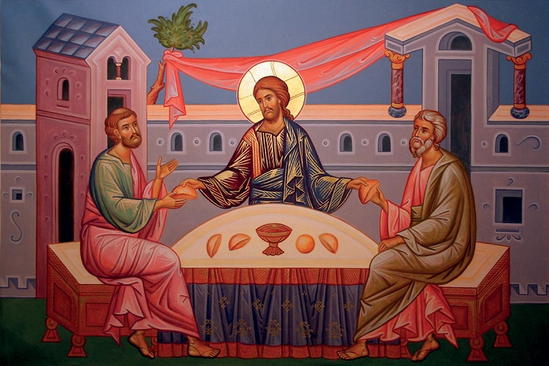 Христос с Лукой и Клеопой в Эммаусе. Икона