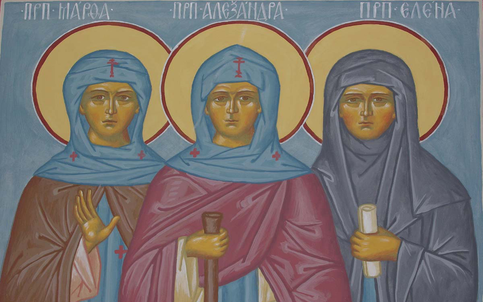Святая 3 руках. Икона преподобных Александры Марфы и Елены Дивеевских.
