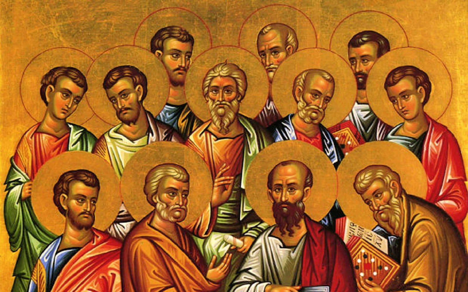 Икона Христос и 12 апостолов. Учитель апостолов